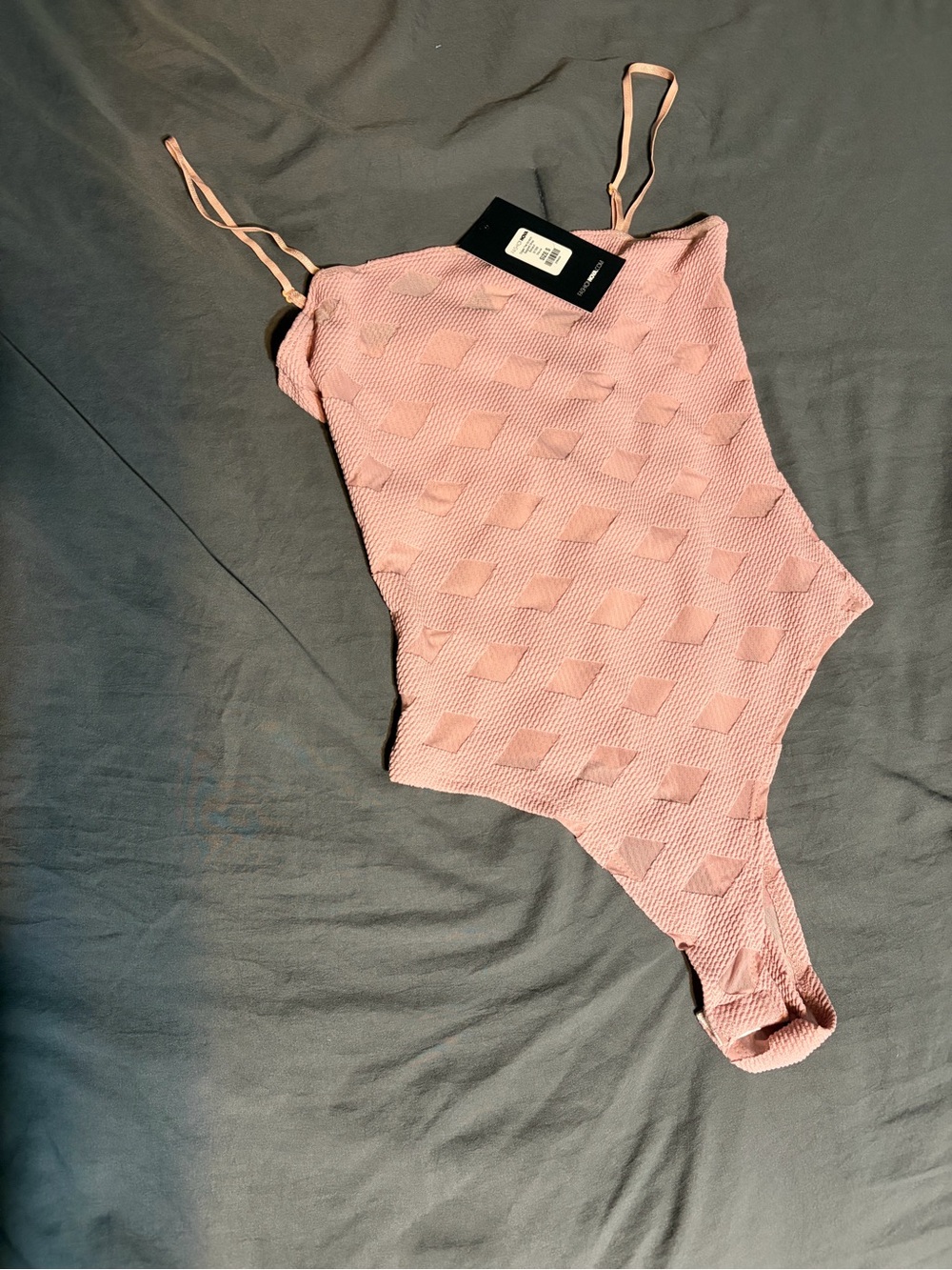 Fashion Nova Blush Pink Textured One-Piece Bodysuit